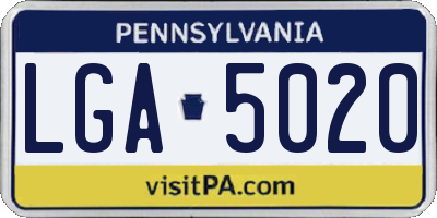 PA license plate LGA5020
