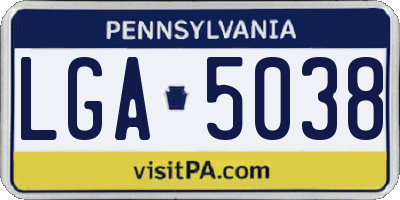 PA license plate LGA5038
