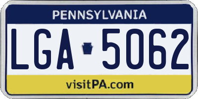 PA license plate LGA5062