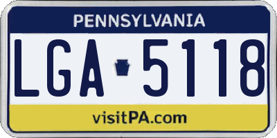 PA license plate LGA5118