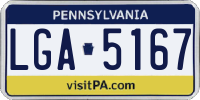 PA license plate LGA5167