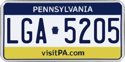 PA license plate LGA5205
