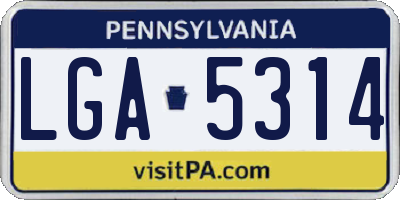 PA license plate LGA5314