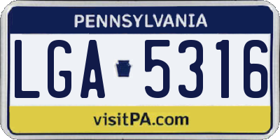 PA license plate LGA5316