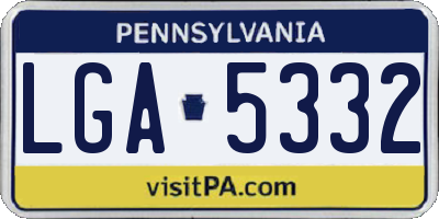 PA license plate LGA5332