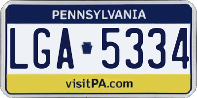 PA license plate LGA5334