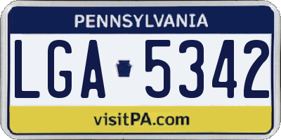 PA license plate LGA5342