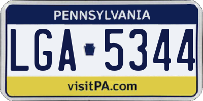 PA license plate LGA5344