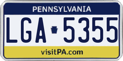 PA license plate LGA5355