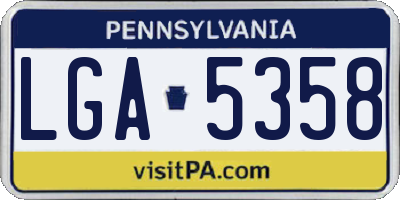 PA license plate LGA5358