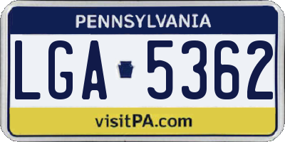 PA license plate LGA5362