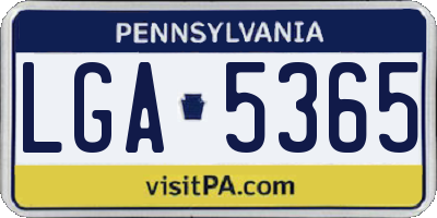 PA license plate LGA5365