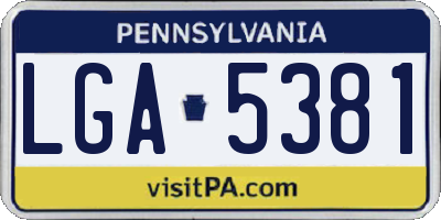 PA license plate LGA5381