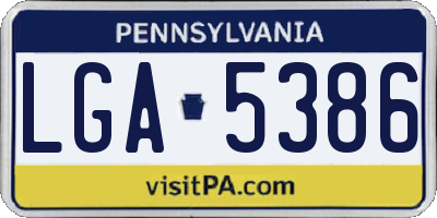PA license plate LGA5386