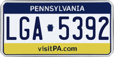 PA license plate LGA5392