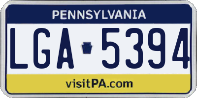 PA license plate LGA5394
