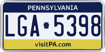 PA license plate LGA5398