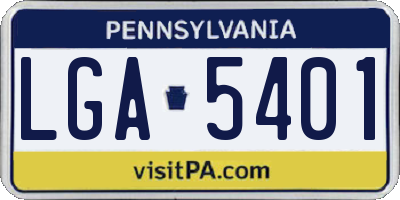PA license plate LGA5401