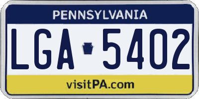 PA license plate LGA5402