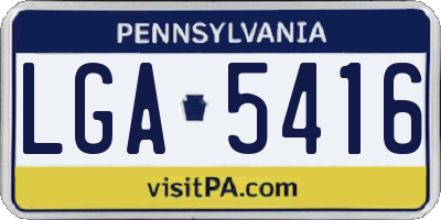 PA license plate LGA5416