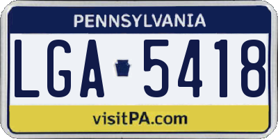 PA license plate LGA5418