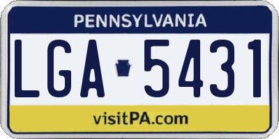 PA license plate LGA5431