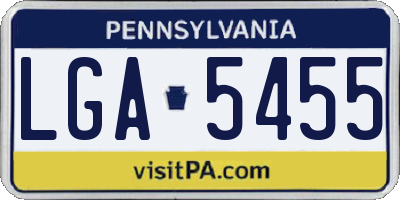 PA license plate LGA5455