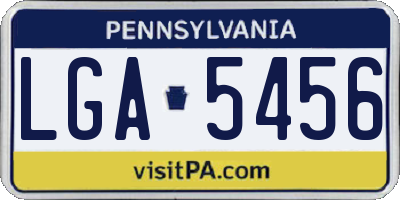 PA license plate LGA5456