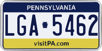 PA license plate LGA5462
