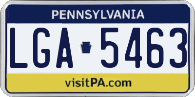 PA license plate LGA5463