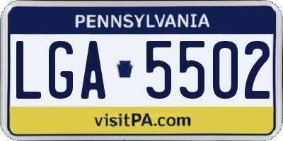 PA license plate LGA5502