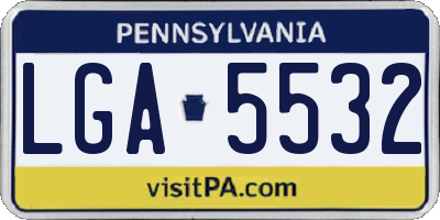 PA license plate LGA5532