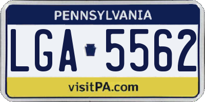 PA license plate LGA5562