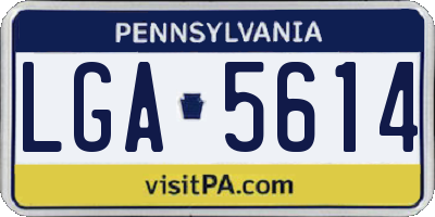 PA license plate LGA5614
