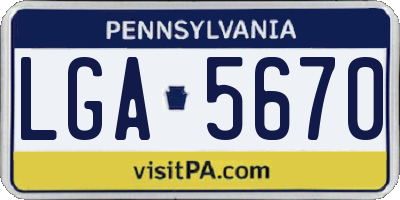 PA license plate LGA5670