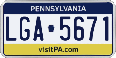 PA license plate LGA5671