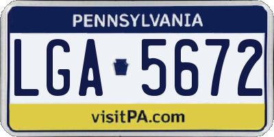 PA license plate LGA5672