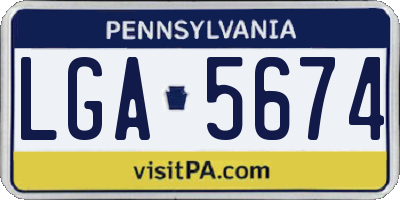 PA license plate LGA5674