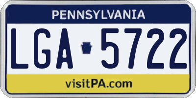 PA license plate LGA5722