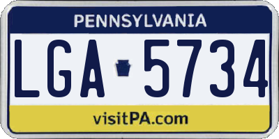 PA license plate LGA5734