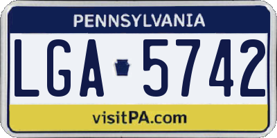 PA license plate LGA5742