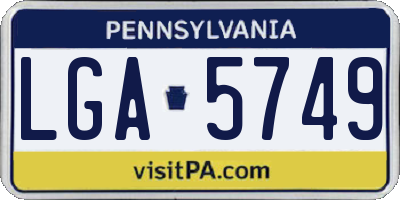 PA license plate LGA5749