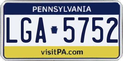 PA license plate LGA5752