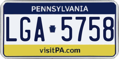 PA license plate LGA5758