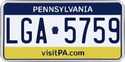 PA license plate LGA5759