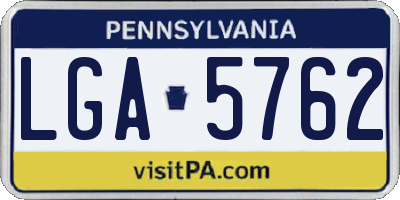 PA license plate LGA5762