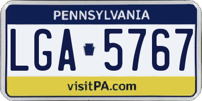PA license plate LGA5767