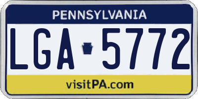 PA license plate LGA5772