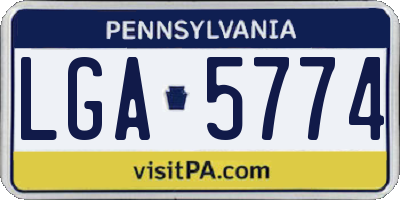 PA license plate LGA5774