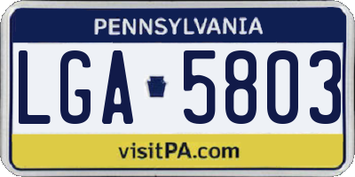 PA license plate LGA5803